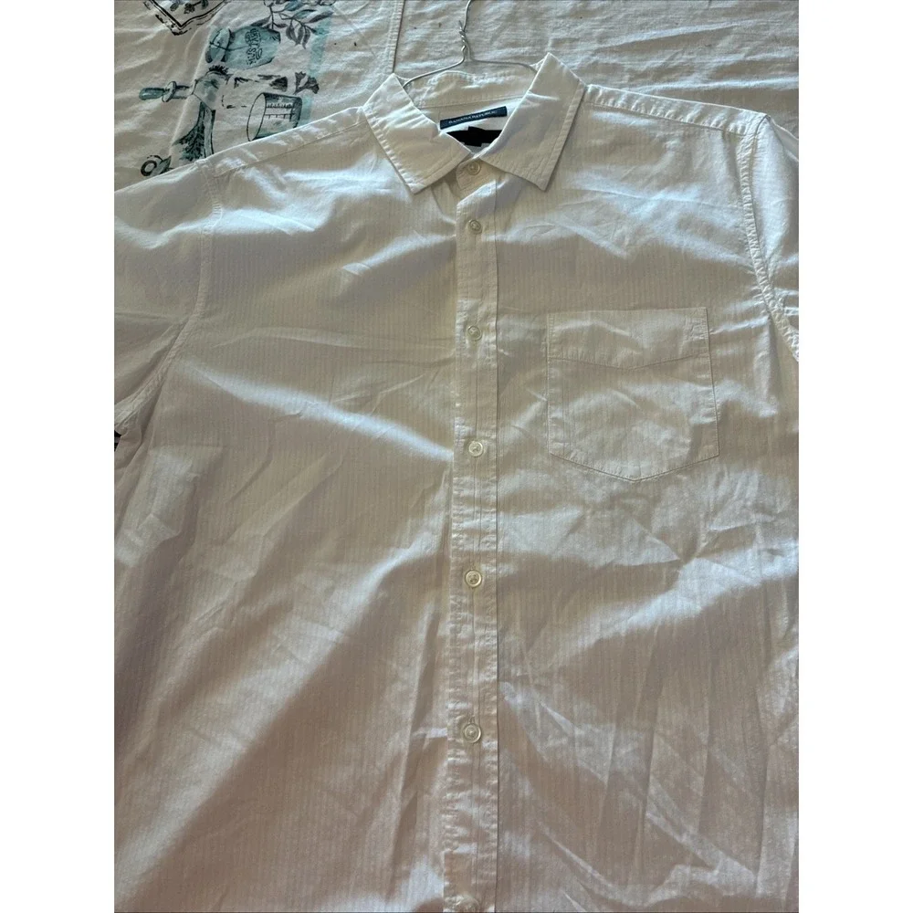 banana republic slim fit short sleeve white large button up rn54023